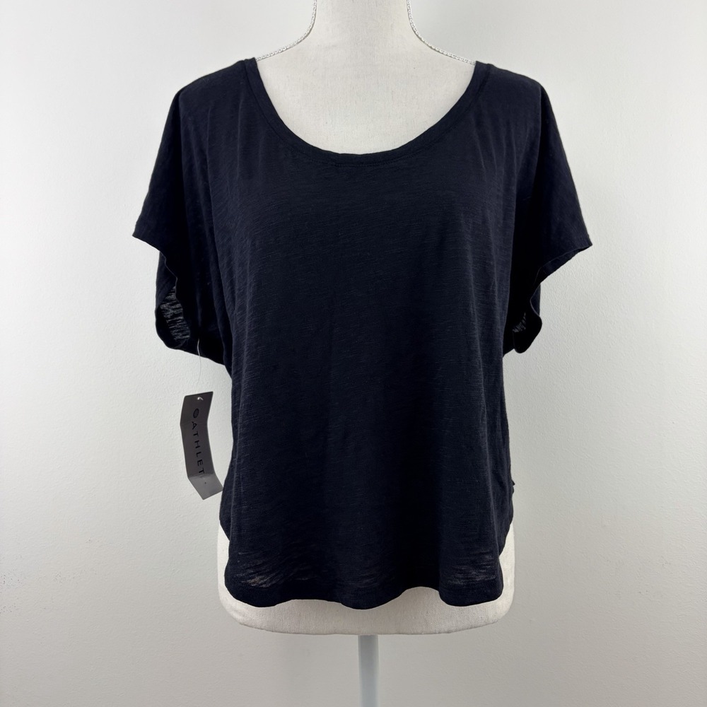 NWT Athleta Organic Daily Tee Women's Large Black‎ Short Sleeve Top